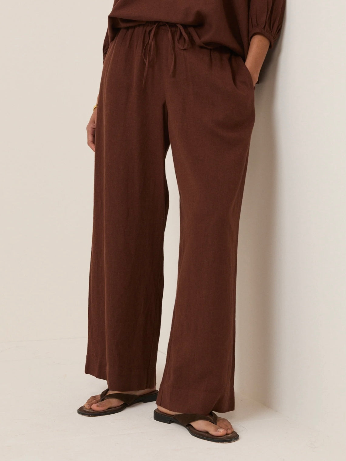 Nobody's Child Brown Linen Blend Trousers