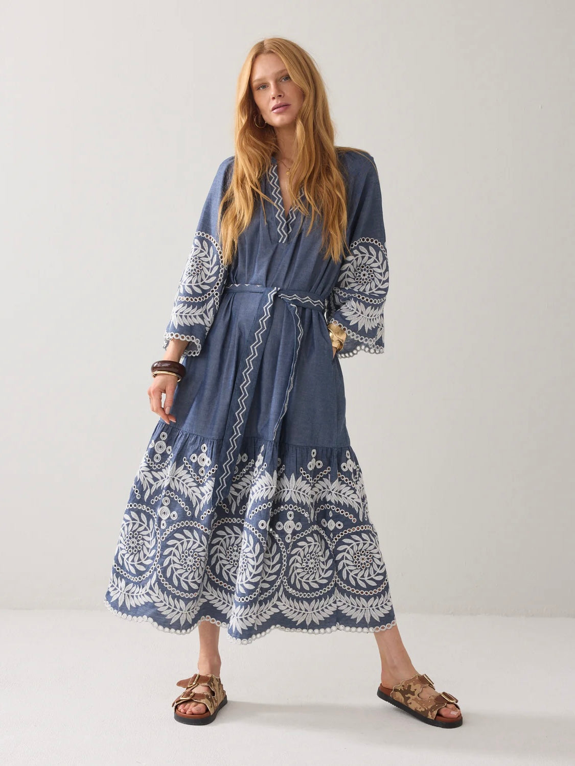 Summum Chambray Embroidered Dress