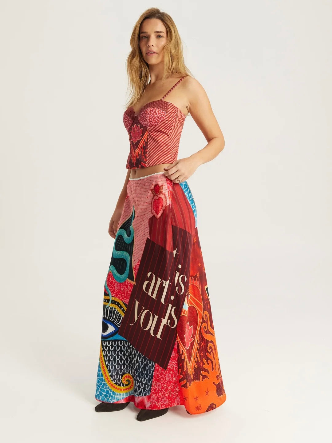 Me369 Blakely Slip Skirt-Red Aura