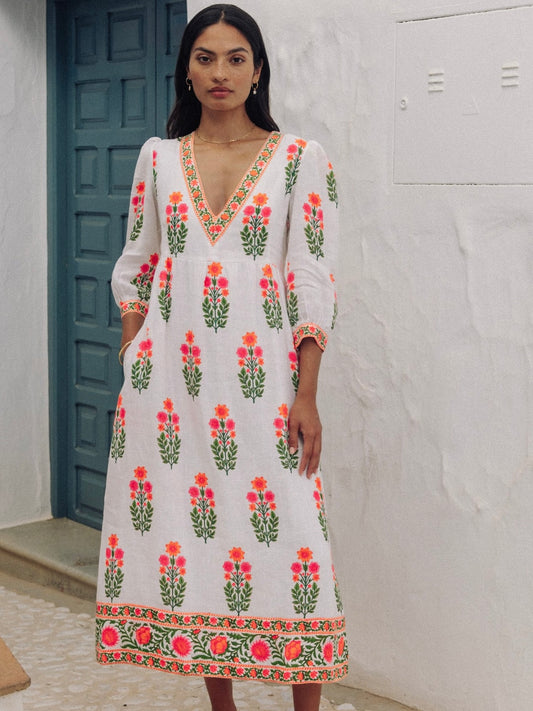 Pink City Prints Neon Botanical Pushkar Dress