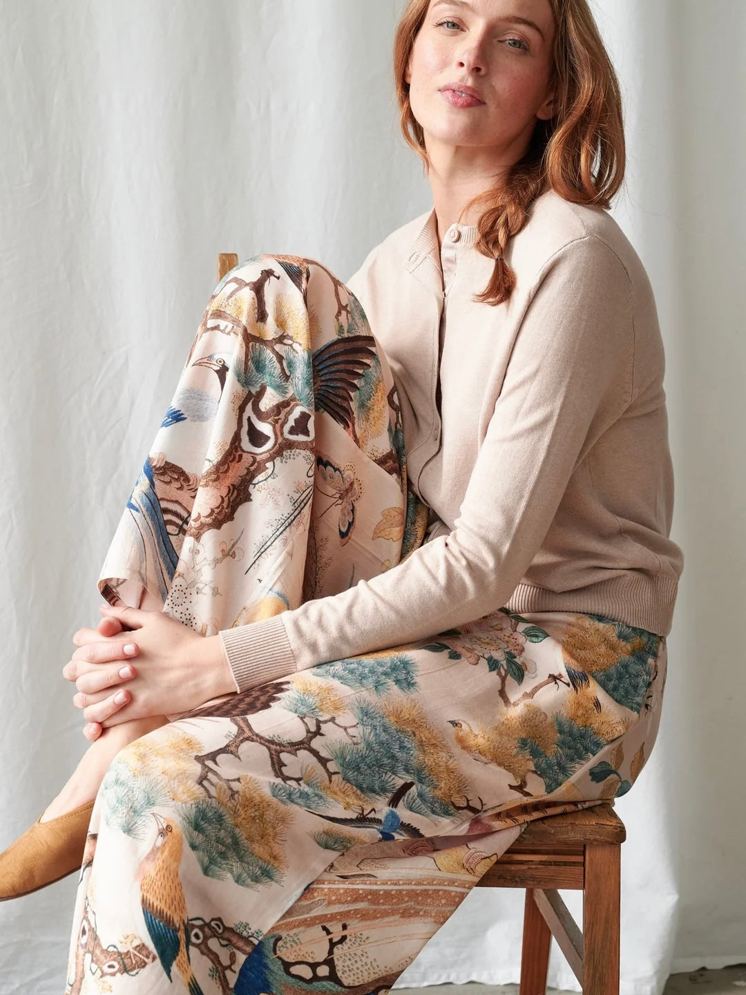 One Hundred Stars Hummingbird Nude Palazzo Pants