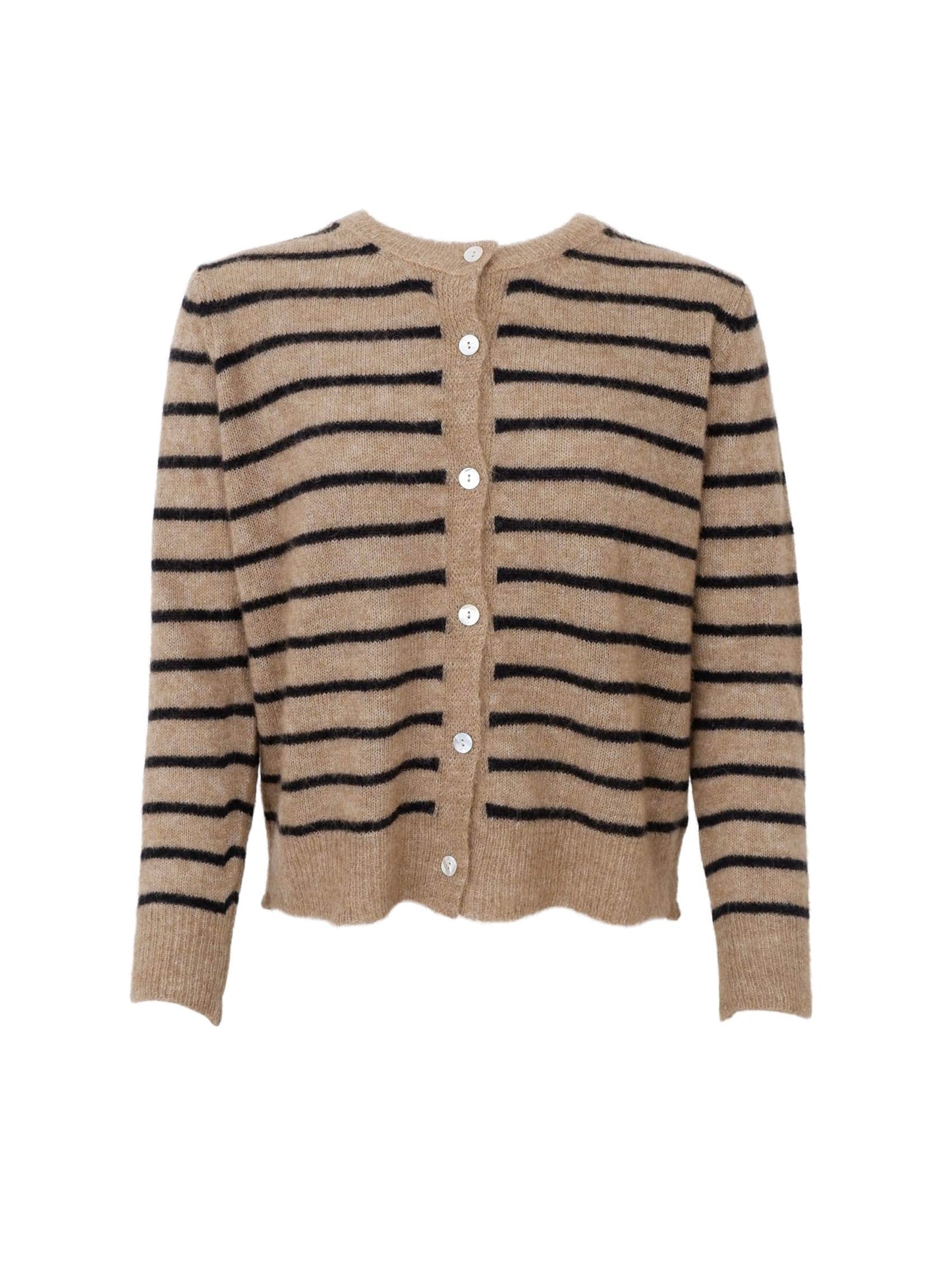 Black Colour Dell Striped Cardigan-Taupe