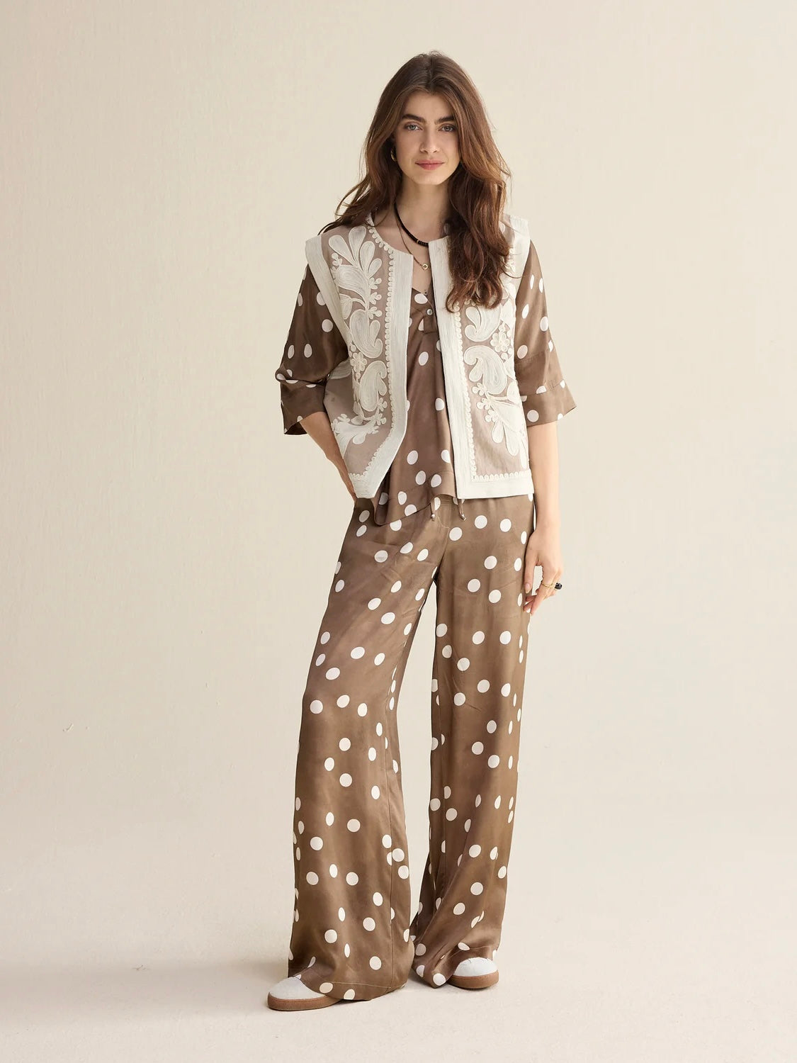 Summum Polka Dot Trousers-Beige