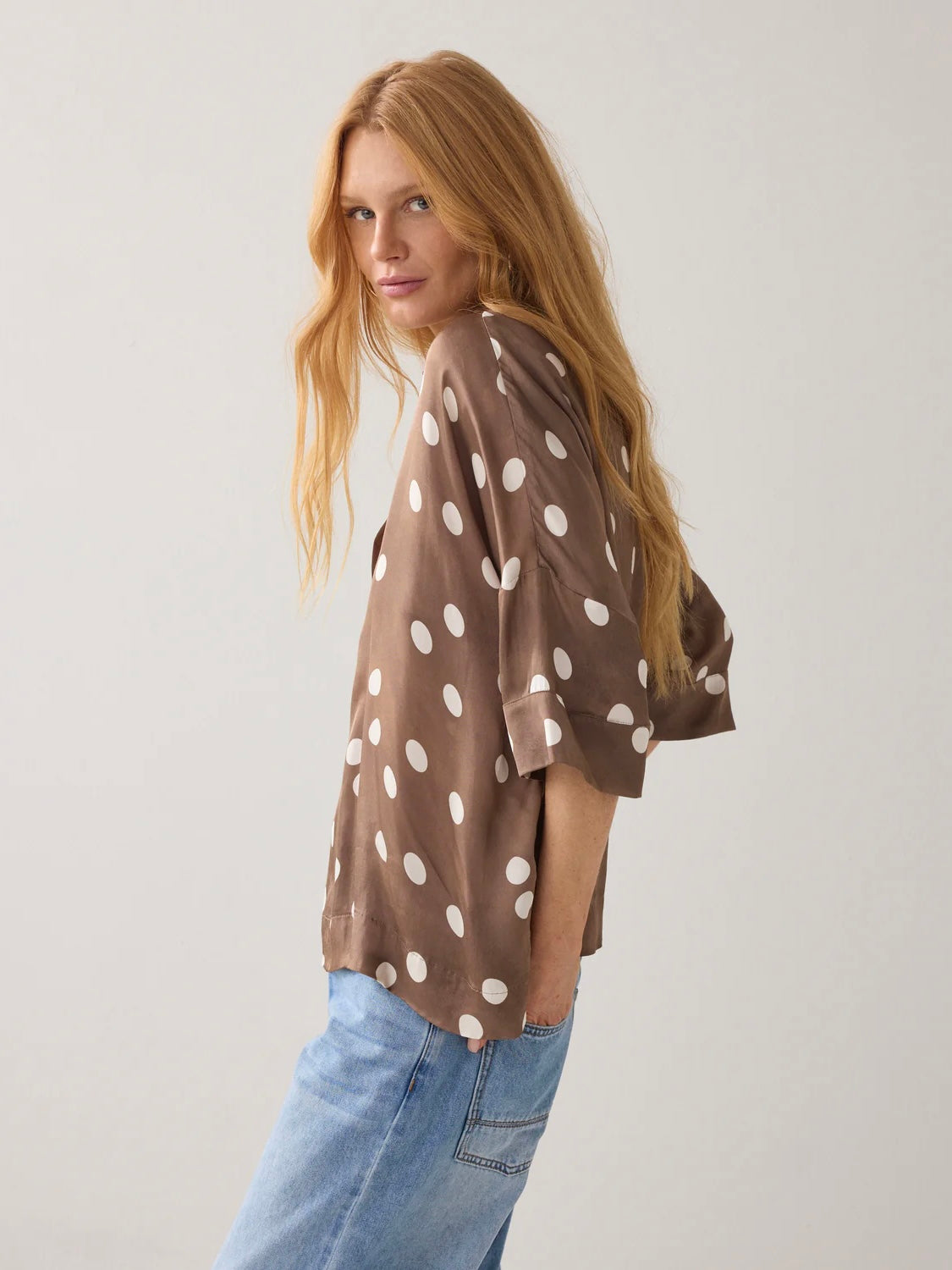 Summum Polka Dot Top- Beige