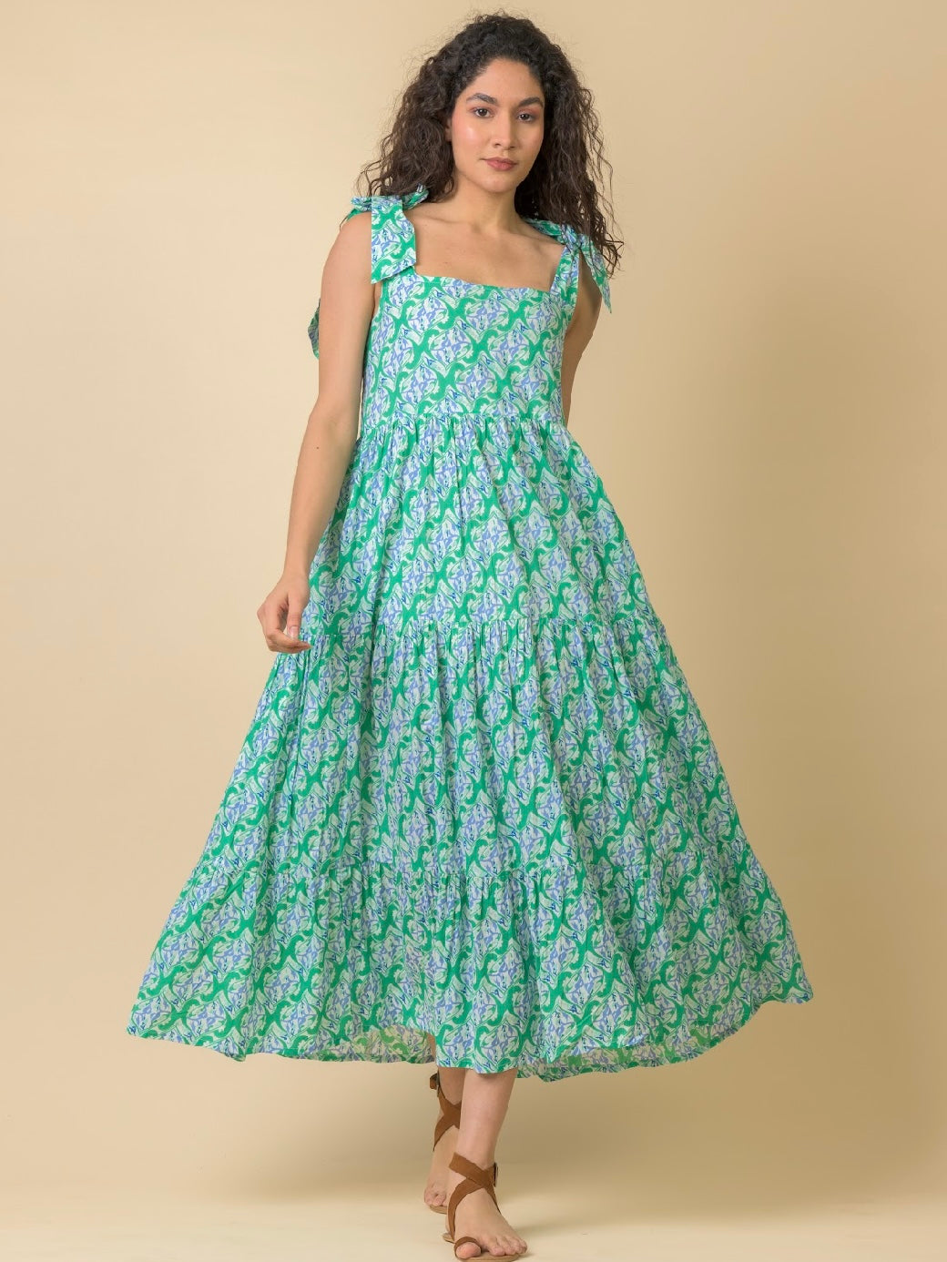 Handprint Dream Apparel Capri Dress-Carnation Green