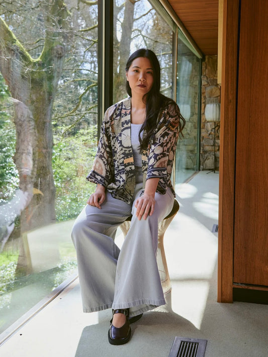 One Hundred Stars Susani Charcoal Kimono