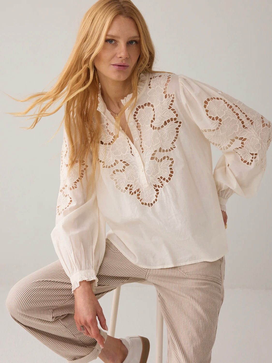 Summum Embroidered Cotton Blouse