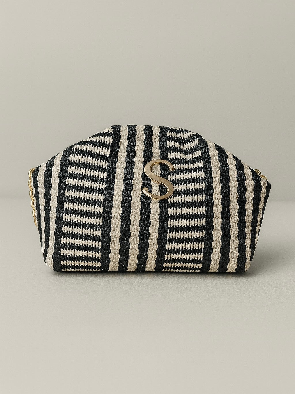 Sorena Zouzou Mini Bucket Bag Black & White Straw