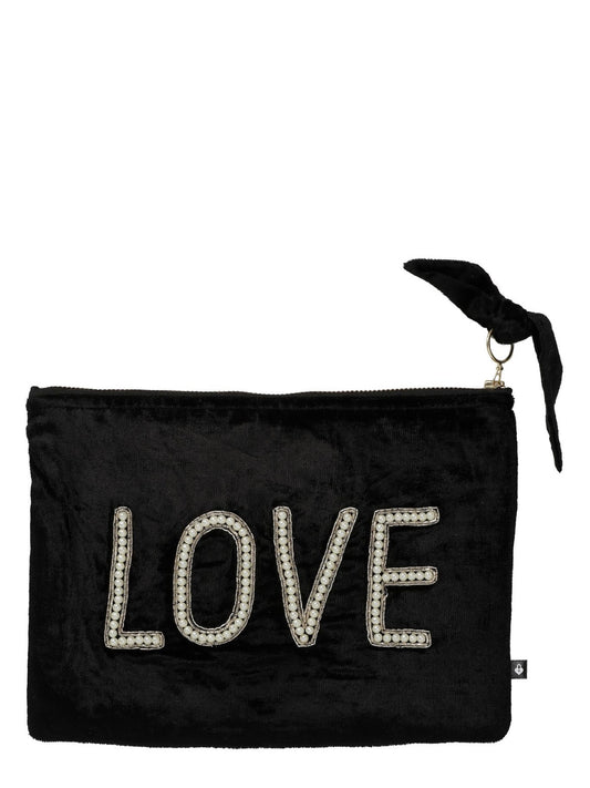 Emily Lovelock velvet clutch bag Black