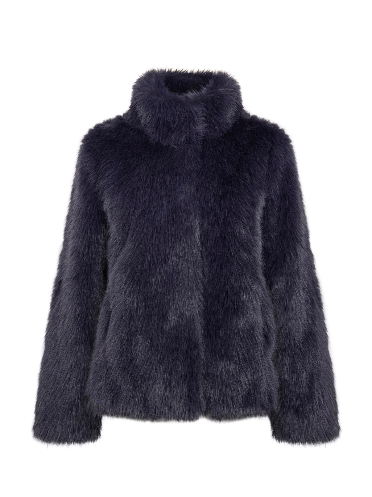 Issy London Halle Deep Navy Blue Faux Fur Jacket