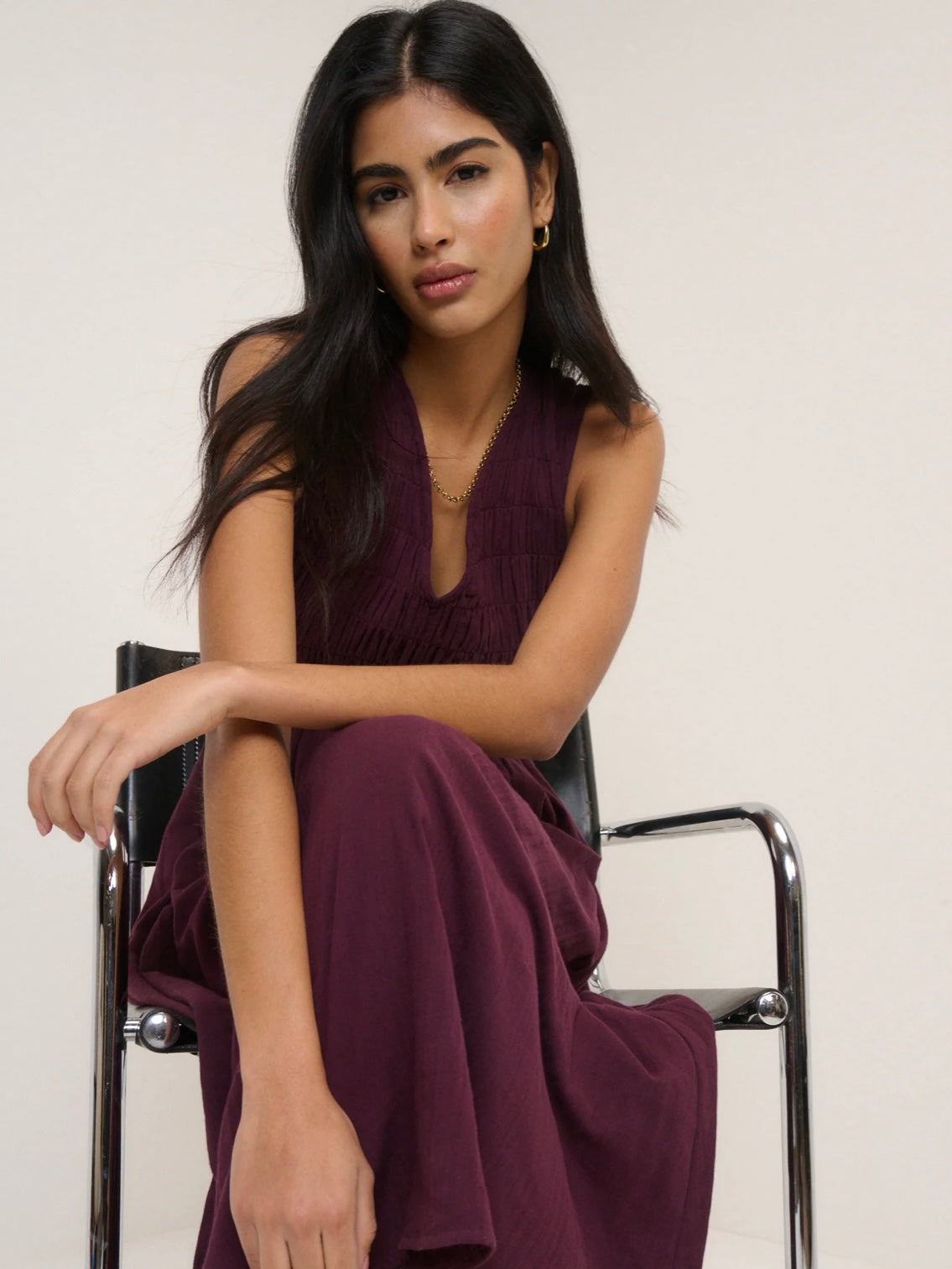 Nobody's Child Petite Sleeveless Audrey Midi Dress Plum