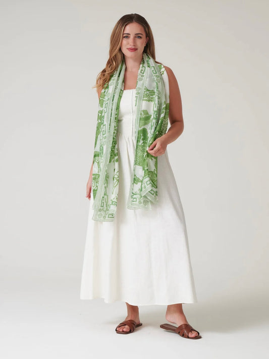 One Hundred Stars Giant Willow Green Scarf