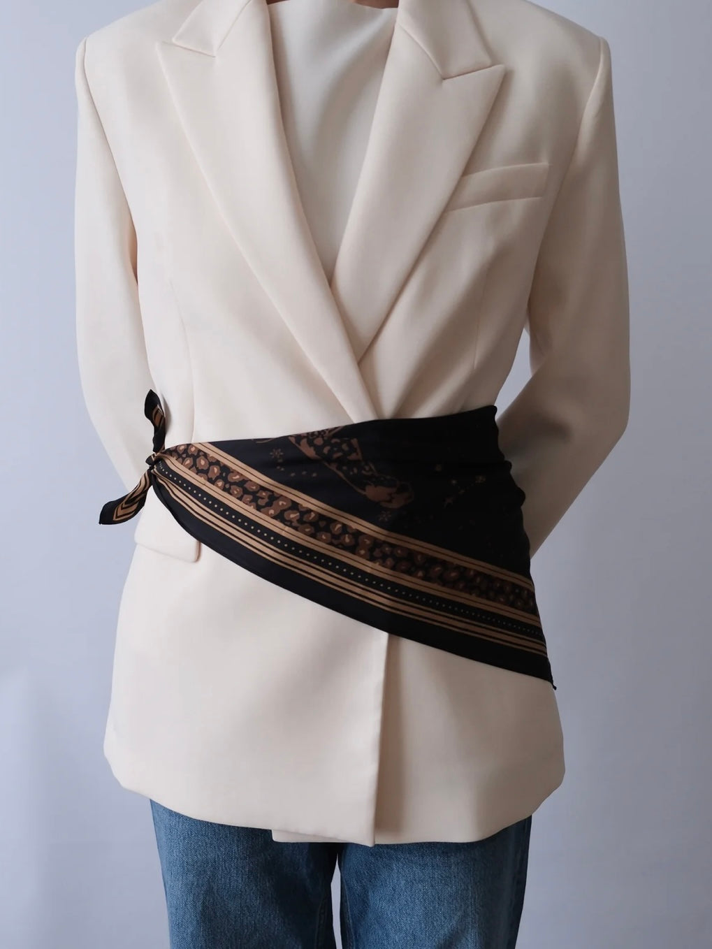 Le Scarf Zodiac Silk Scarf- Gemini Black 65cm