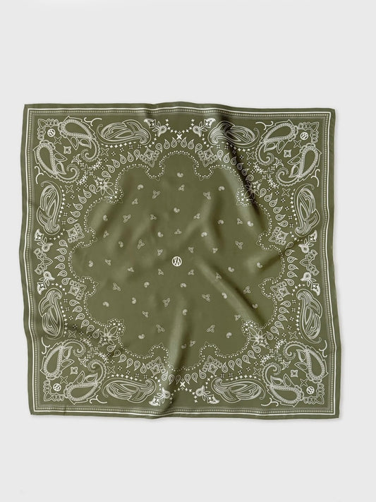 Le Scarf Paisley Scarf Olive Green 65cm