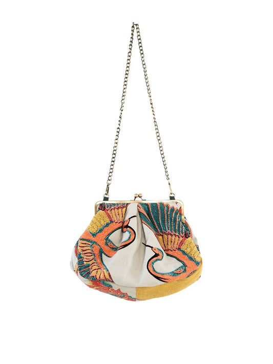 One Hundred Stars Crane Stone Kiss Lock Clutch Bag