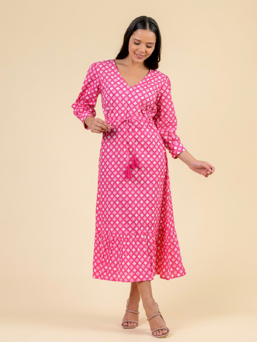 Handprint Dream Apparel Craney Dress-Troy Pink