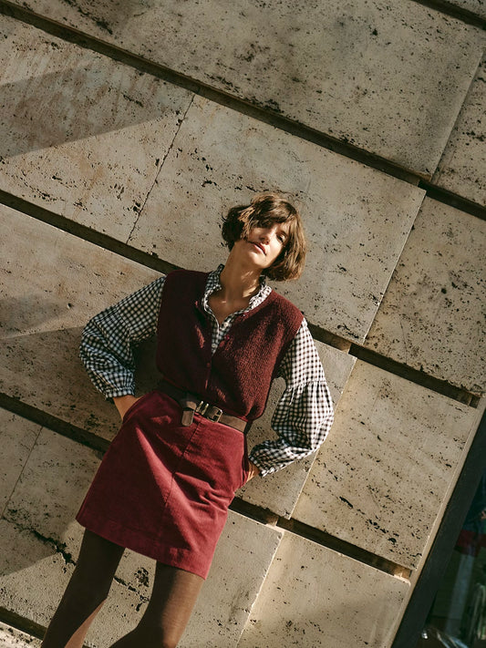 Part Two Pimira Knitted Waistcoat-Tawny Port