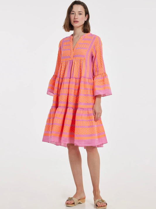 Devotion Twins Ella Dress Orange/Fushia