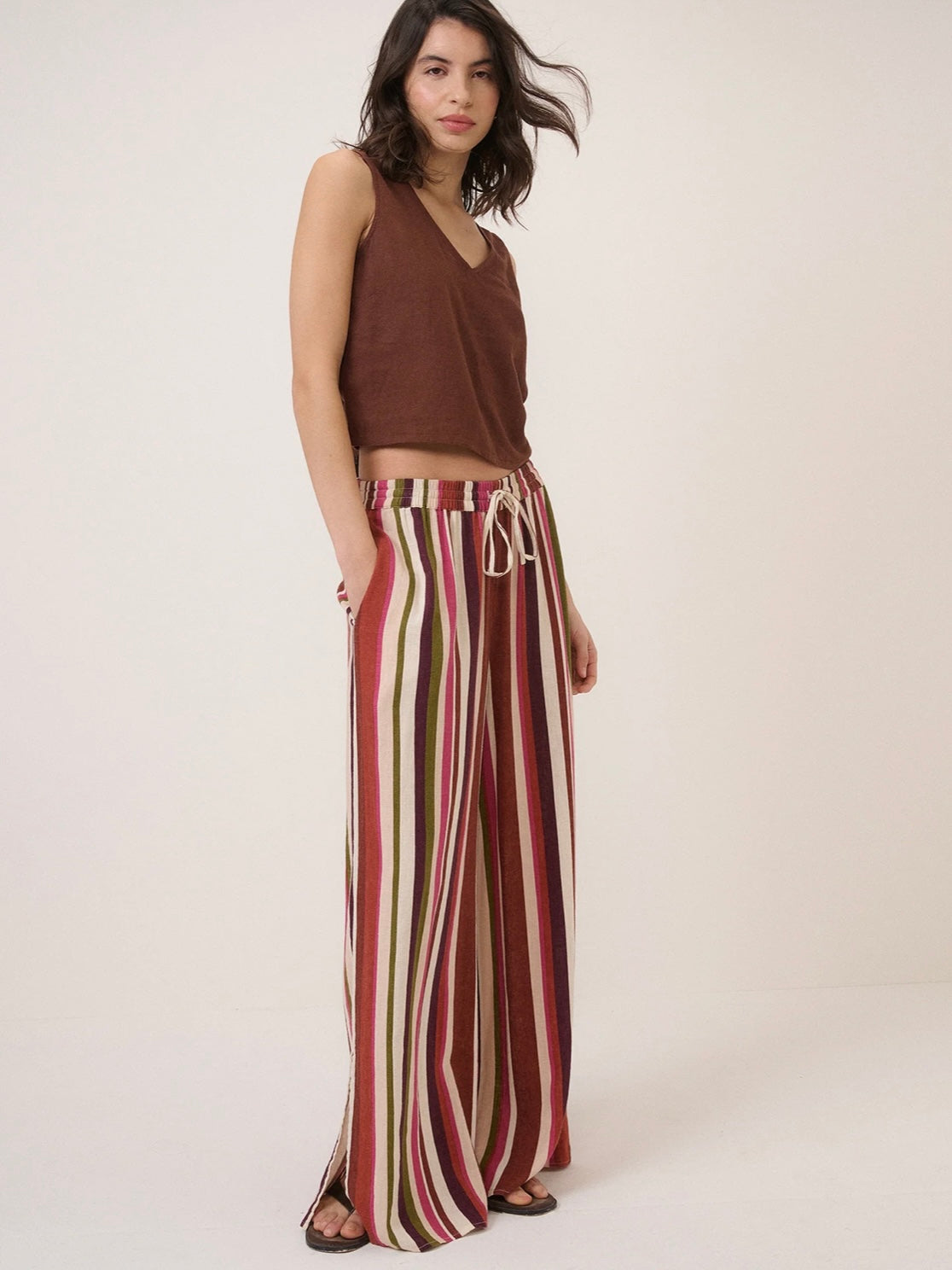 Nobody's Child Brown Linen Blend Top