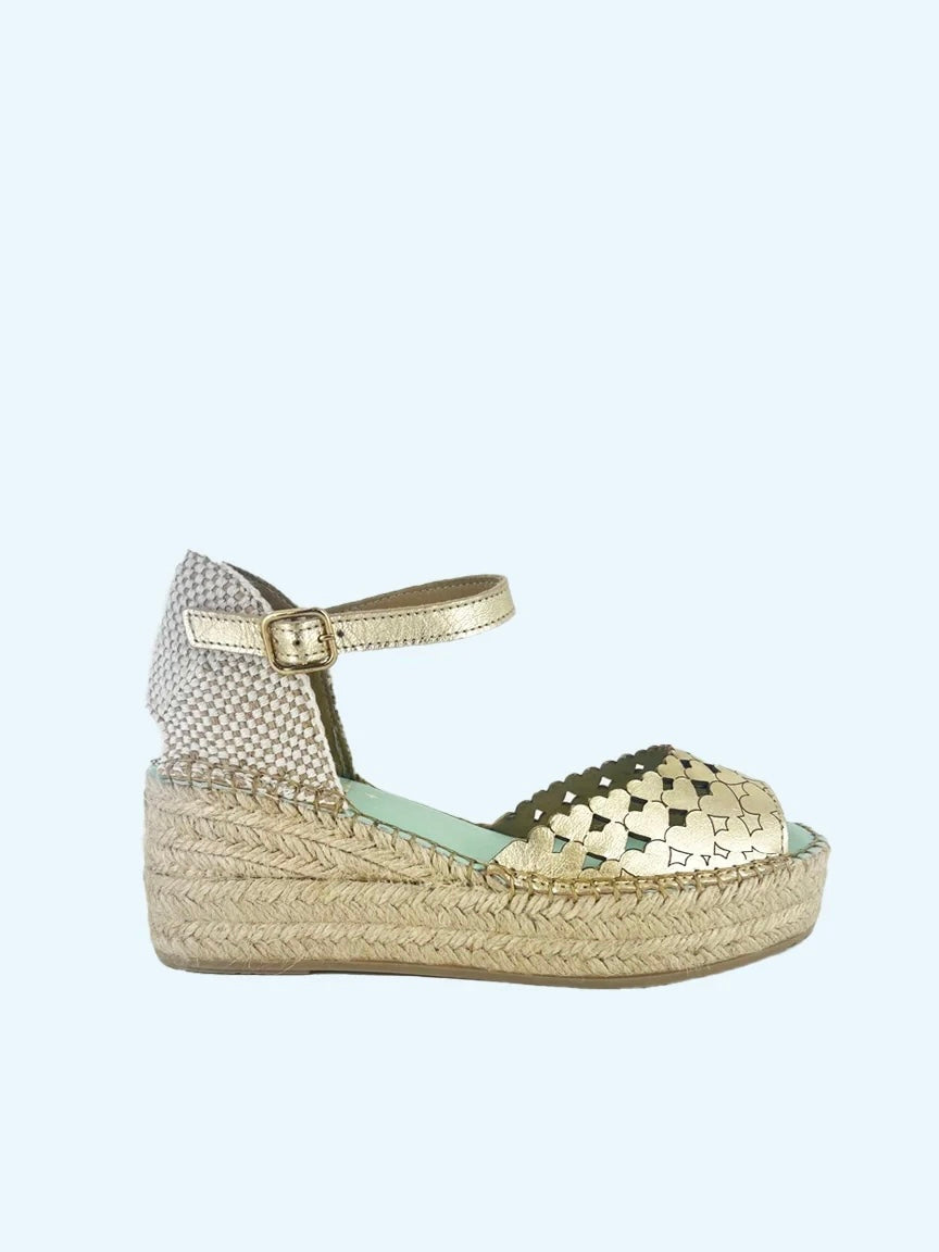 Star love Dalim Gold Heart Low Wedge Esperdrilles