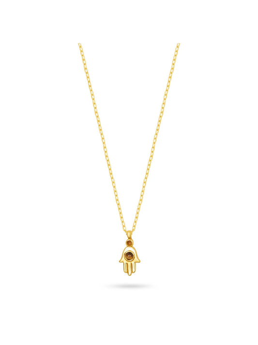 Talis Chains Mini Hamsa Pendant Necklace-Tigers Eye