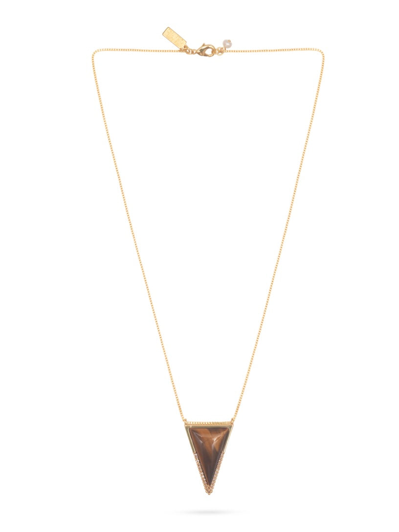 Talis Chains Triangle Pendant Necklace-Tigers Eye