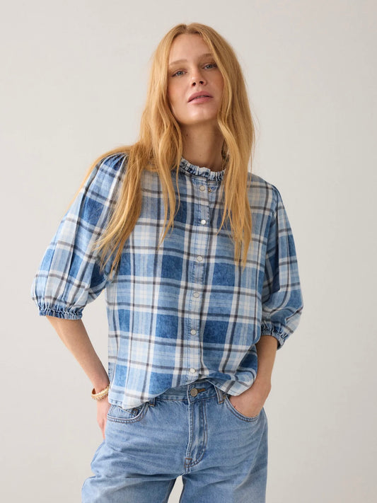 Summum indigo check blouse