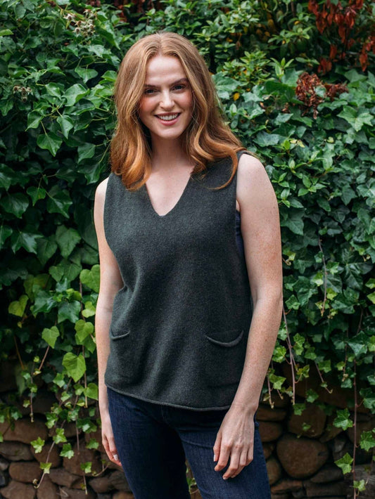 Eribe Corry V neck Tank top-Seaweed