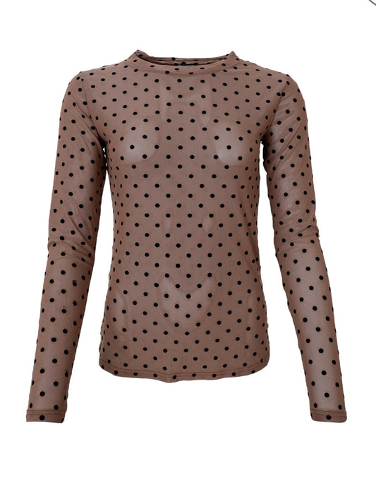 Black Colour Jennie Mesh Blouse Taupe