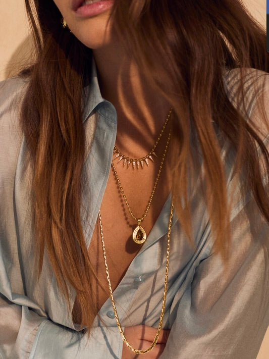 Talis Chains Cubic Zirconia Spike Drop Necklace Gold
