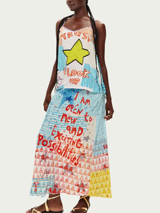 Me369 Blakely Runic Whisper Slip Skirt