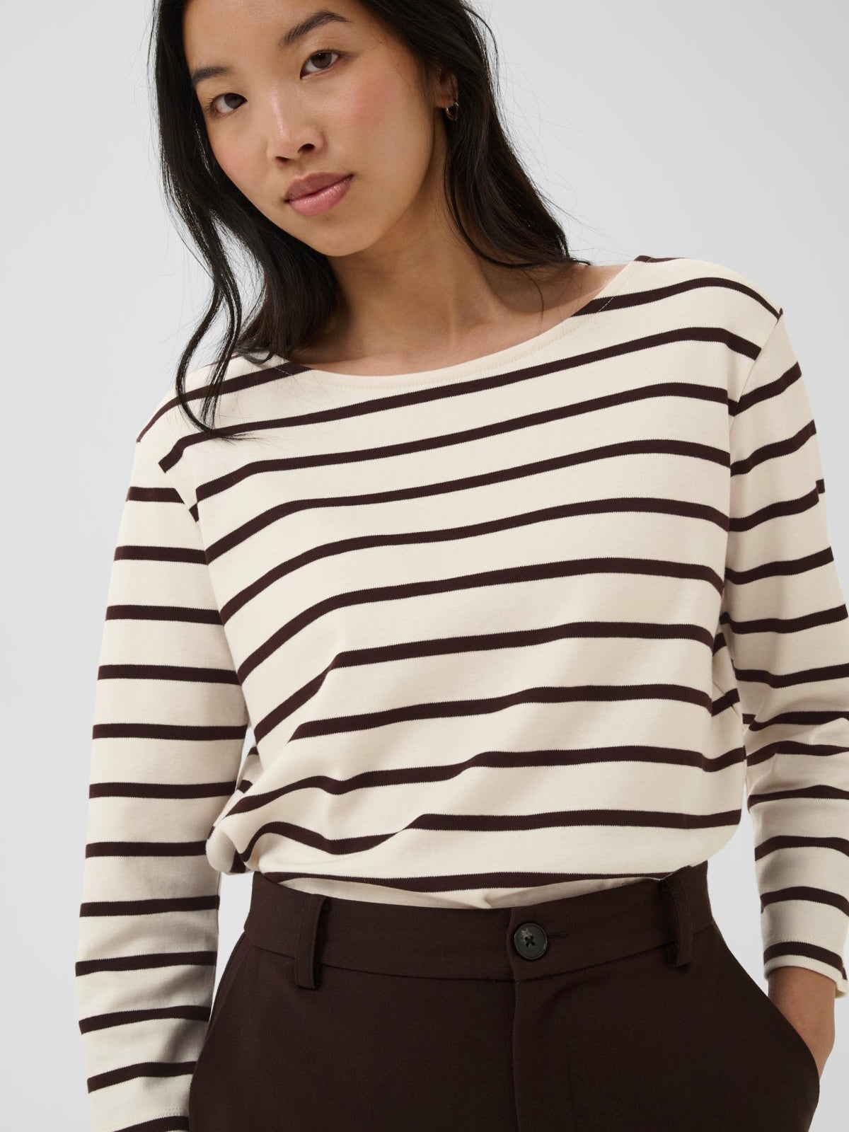 Part Two Nela Long Sleeve T.shirt-Mole Stripe