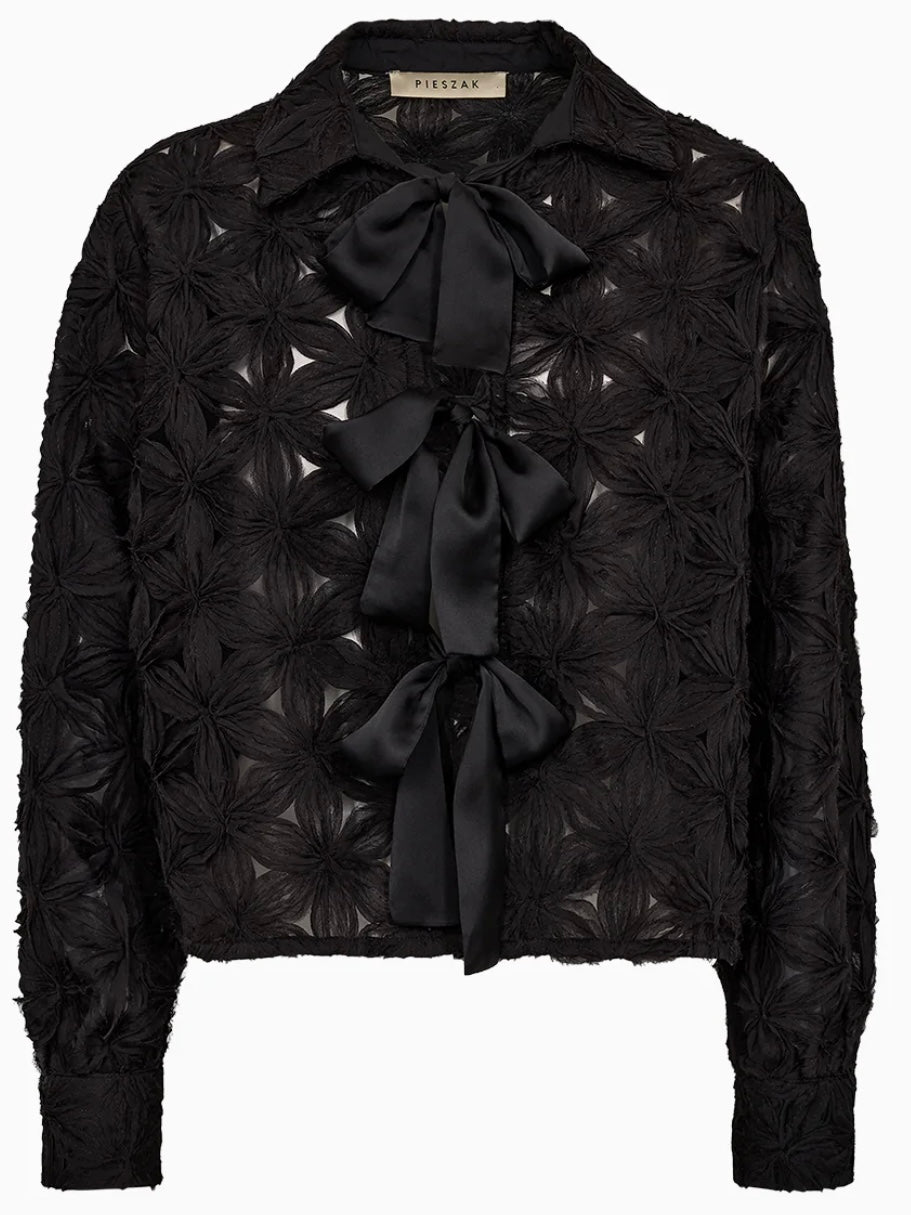 Pieszak Lexie 3D Chiffon Tie Jacket-Black