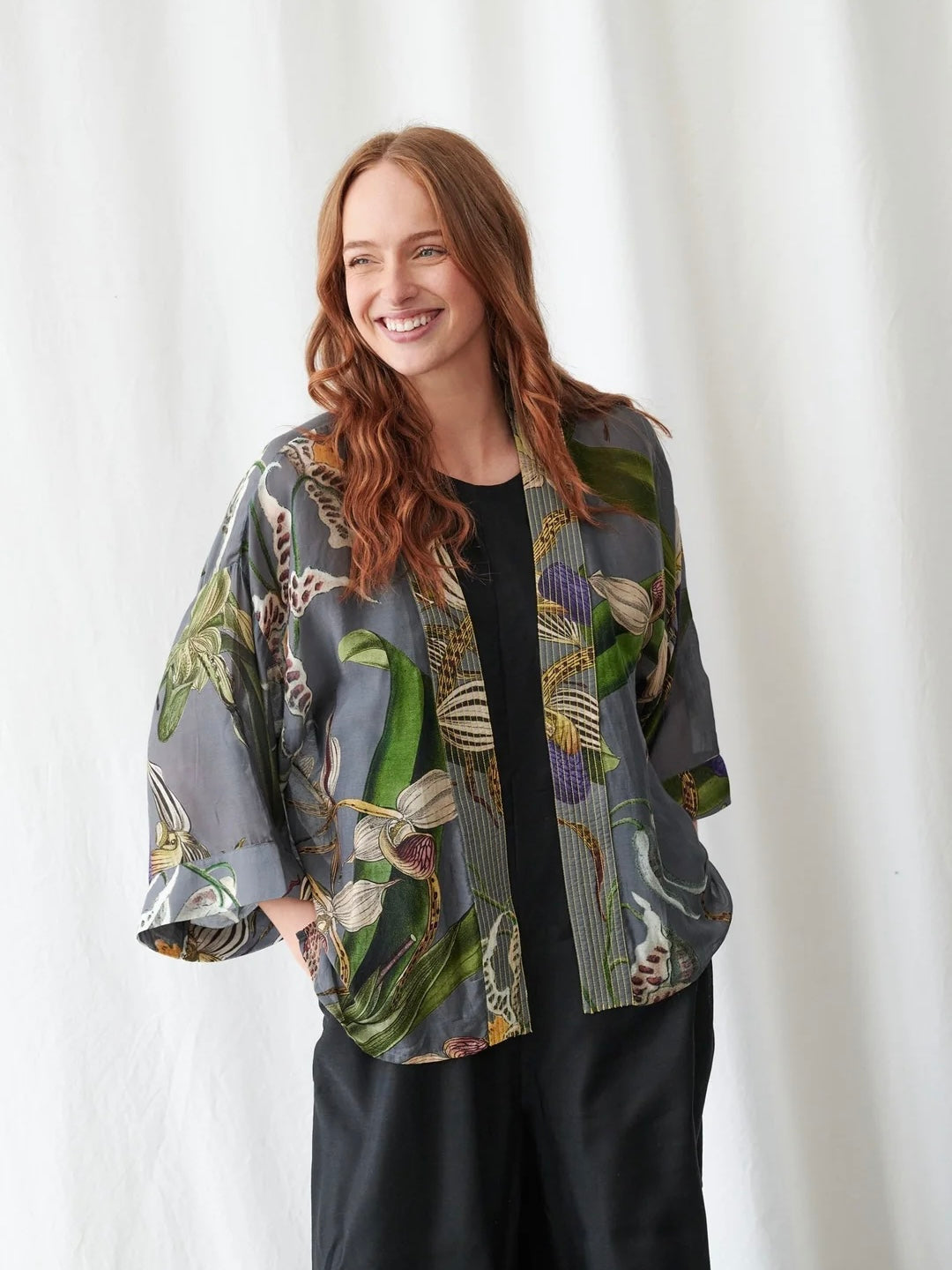 One Hundred Stars Orchid Grey Kimono