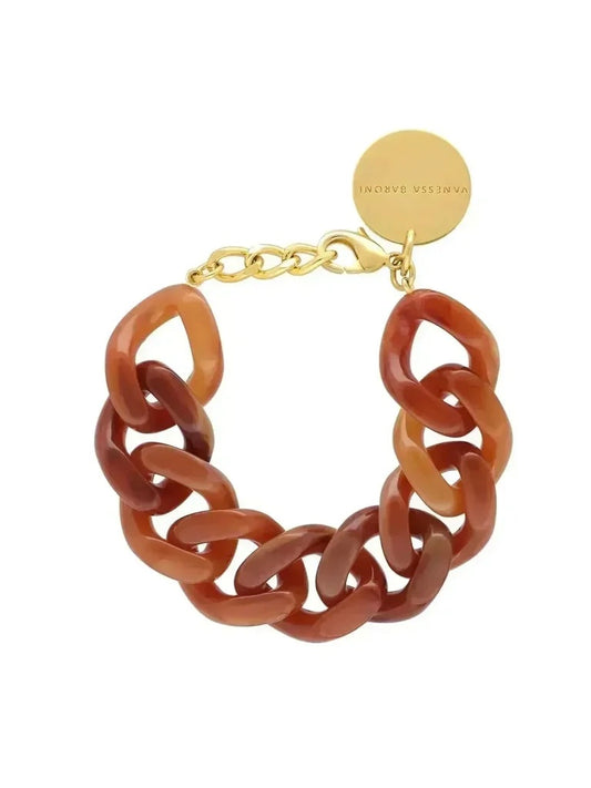 Vanessa Baroni Flat Chain Bracelet Cognac Marble