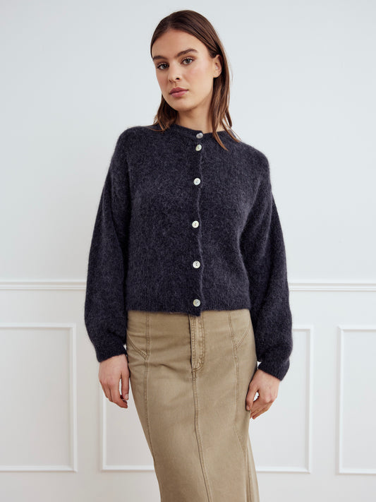 Noella Kae Knit Cardigan Dark Grey
