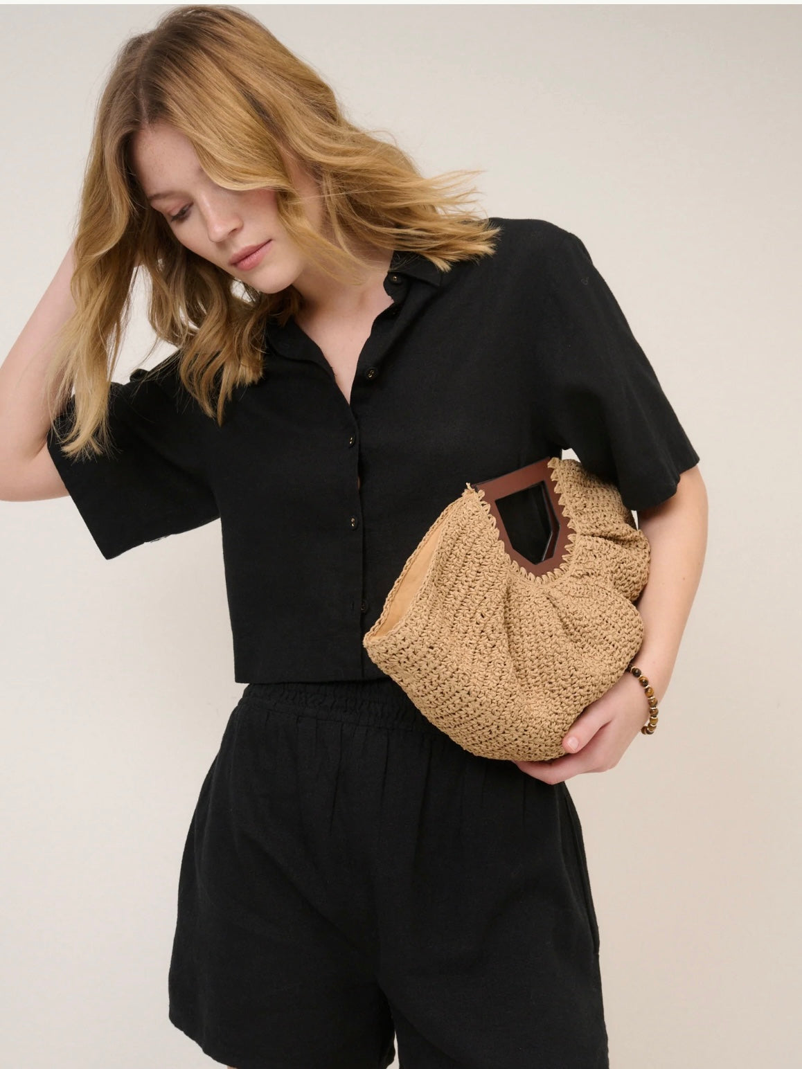 Nobodys Child Black Linen Blend Elasticated Waist Shorts