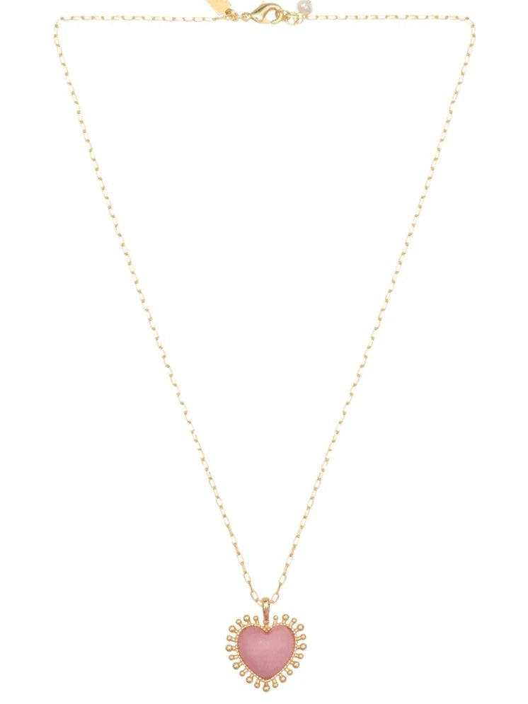 Talis Chains Mini Heart Pendant Necklace-Pink Jade