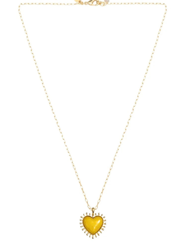Talis Chains Mini Heart Pendant Necklace-Yellow Jade