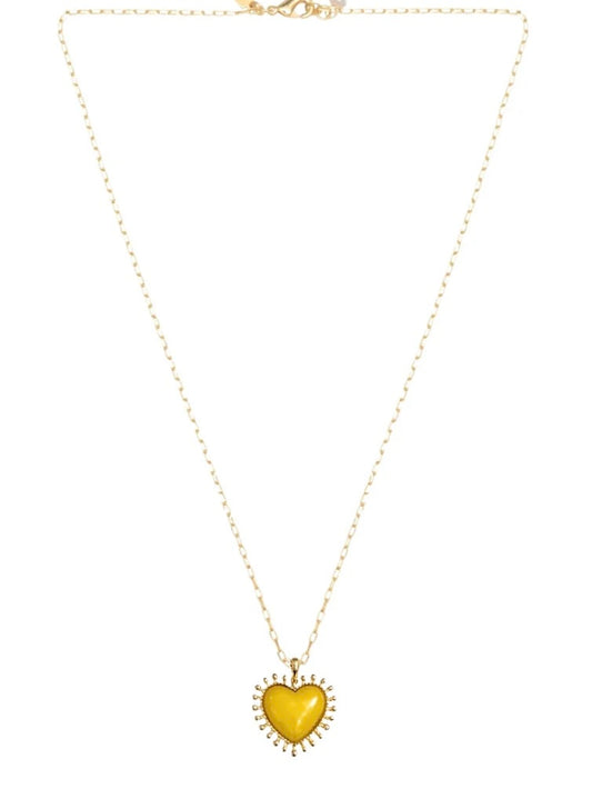 Talis Chains Mini Heart Pendant Necklace-Yellow Jade