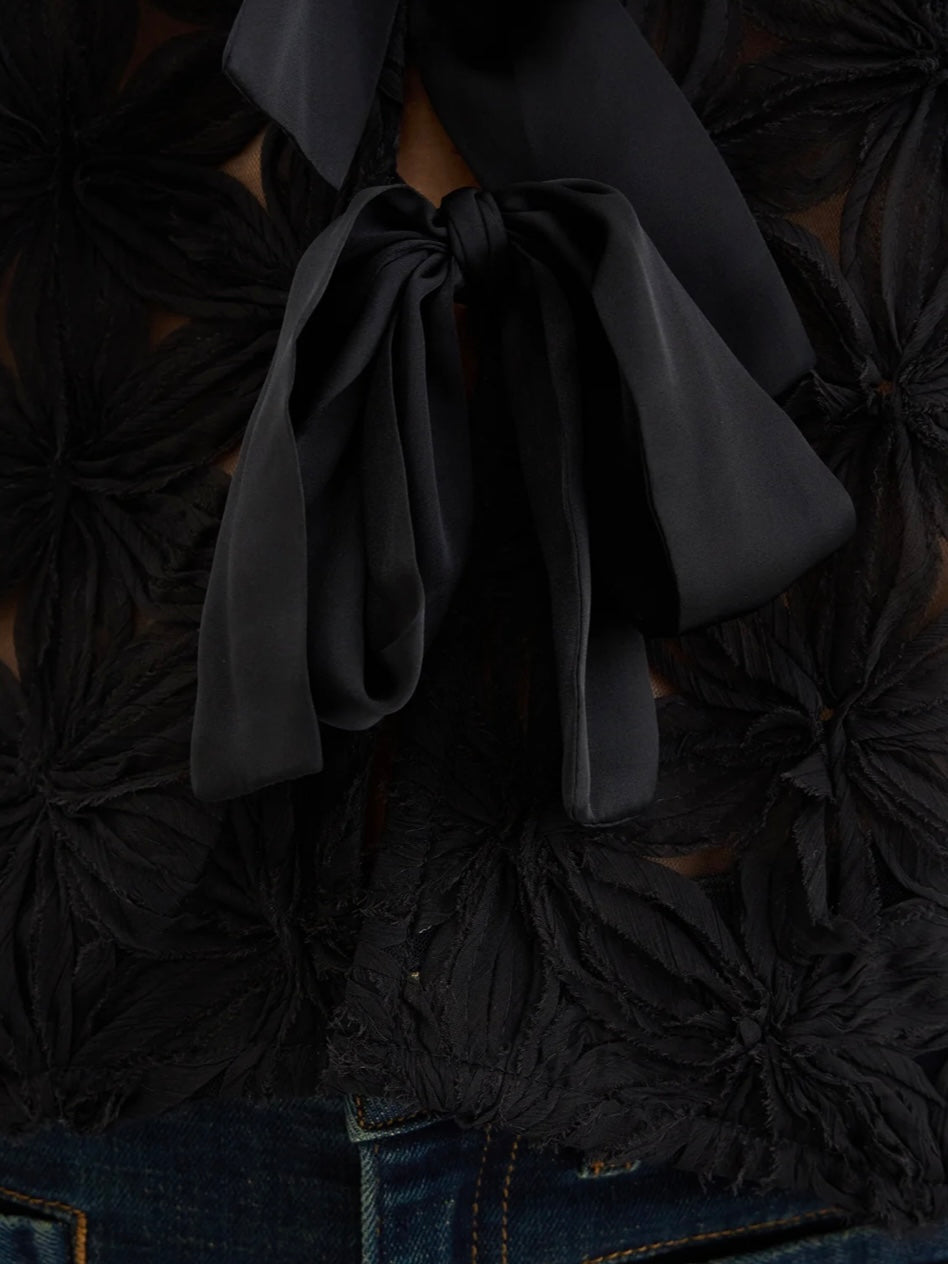 Pieszak Lexie 3D Chiffon Tie Jacket-Black