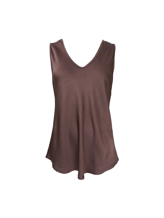 Black Colour Mabel Double V Neck Top- coffee