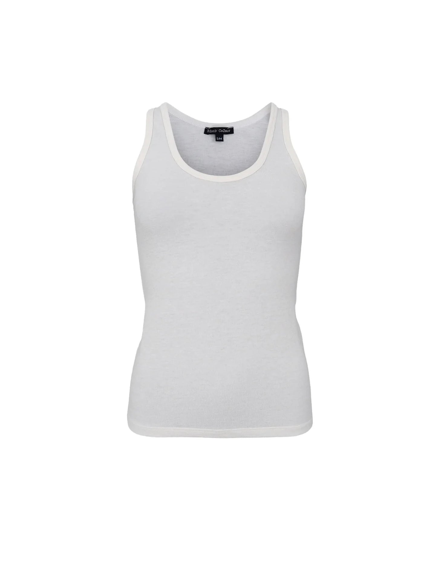 Black Colour Faye Lurex Vest Top-Off White
