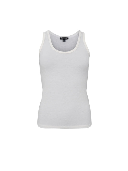 Black Colour Faye Lurex Vest Top-Off White