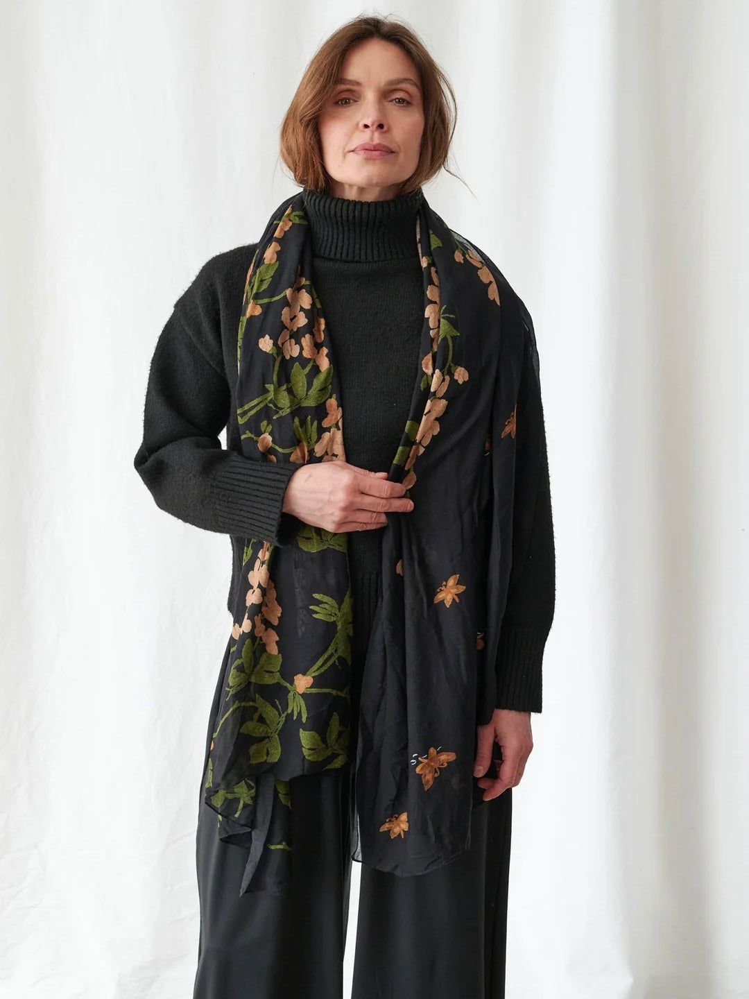 One Hundred Stars Wisteria Black Scarf