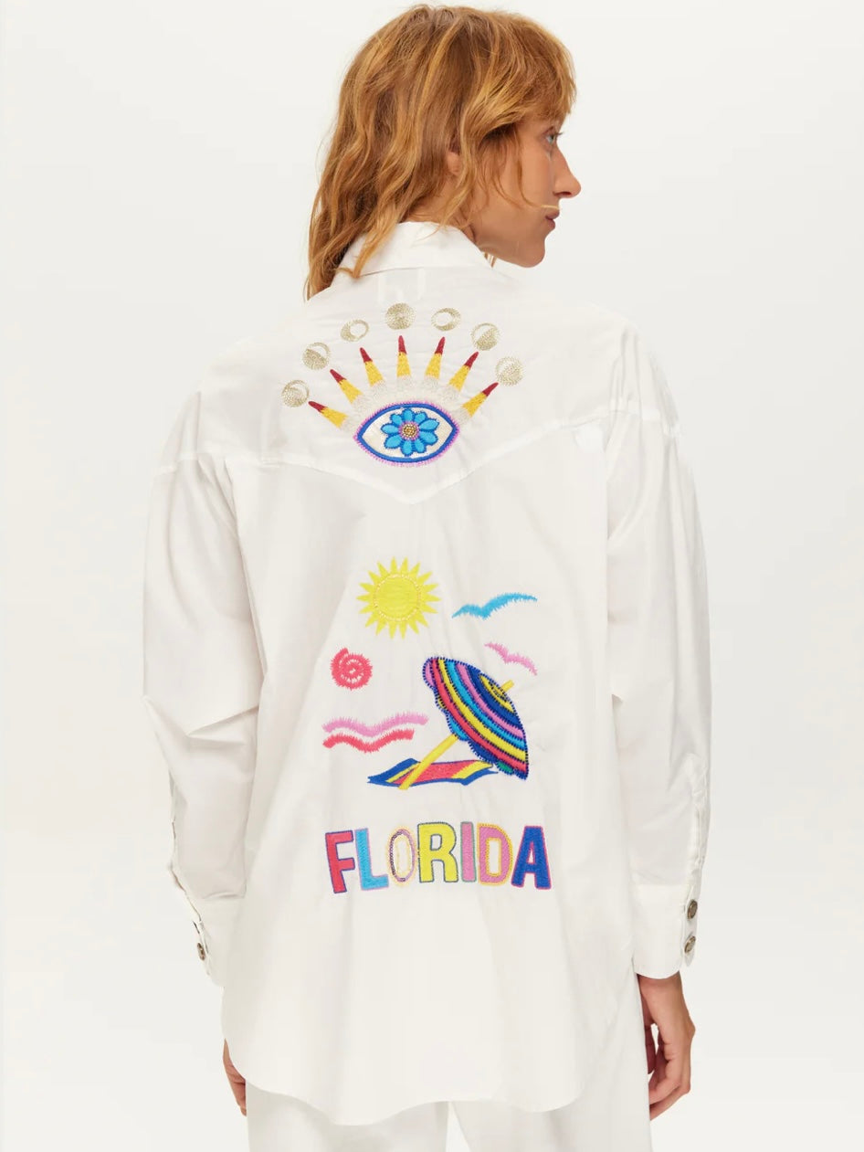 Me369 Adelyn White Oversized Embroidered Shirt