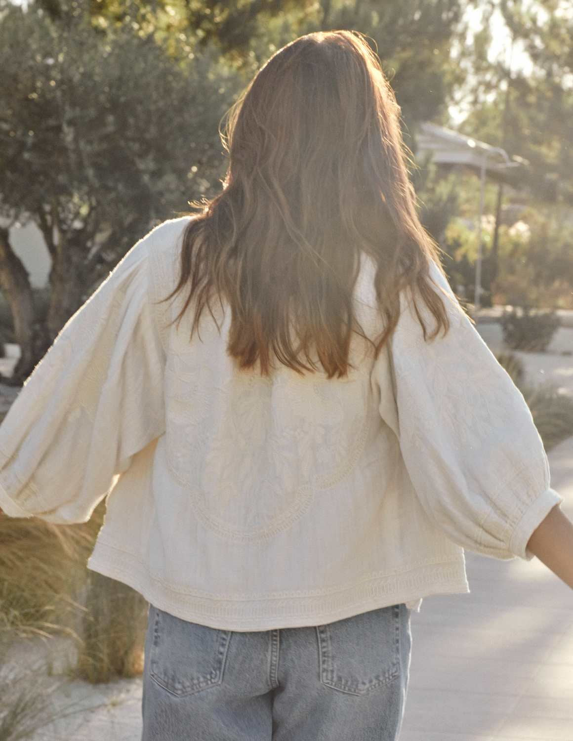 M.A.B.E. Averi Embroidered Jacket-Ivory