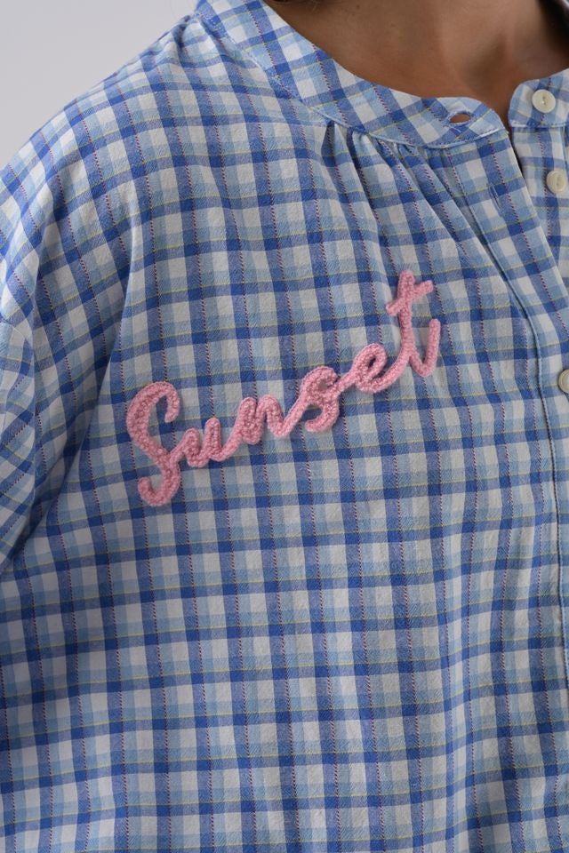 Orfeo Simone Gingham Sunset Shirt-Vichy Blue