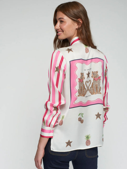 Vilagallo Pink Stripe & Leopard Shirt