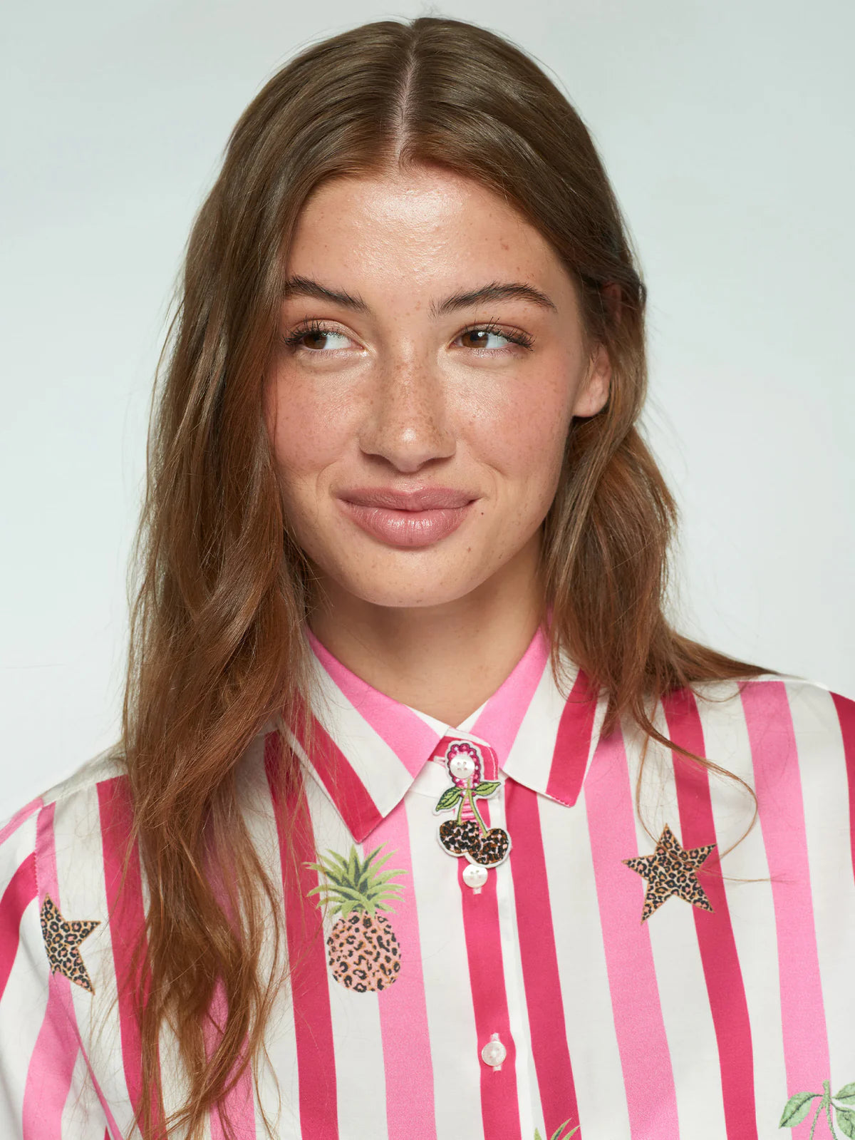 Vilagallo Pink Stripe & Leopard Shirt